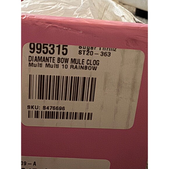 Sugar Thrillz Strike a Pose Diamante Bow Mule Heels Pink Satin Platform Size 10 - Picture 11 of 12